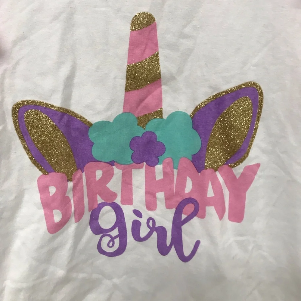 Little Girl Toddler Cap Sleeve Unicorn Party Birthday Girl Party Top
